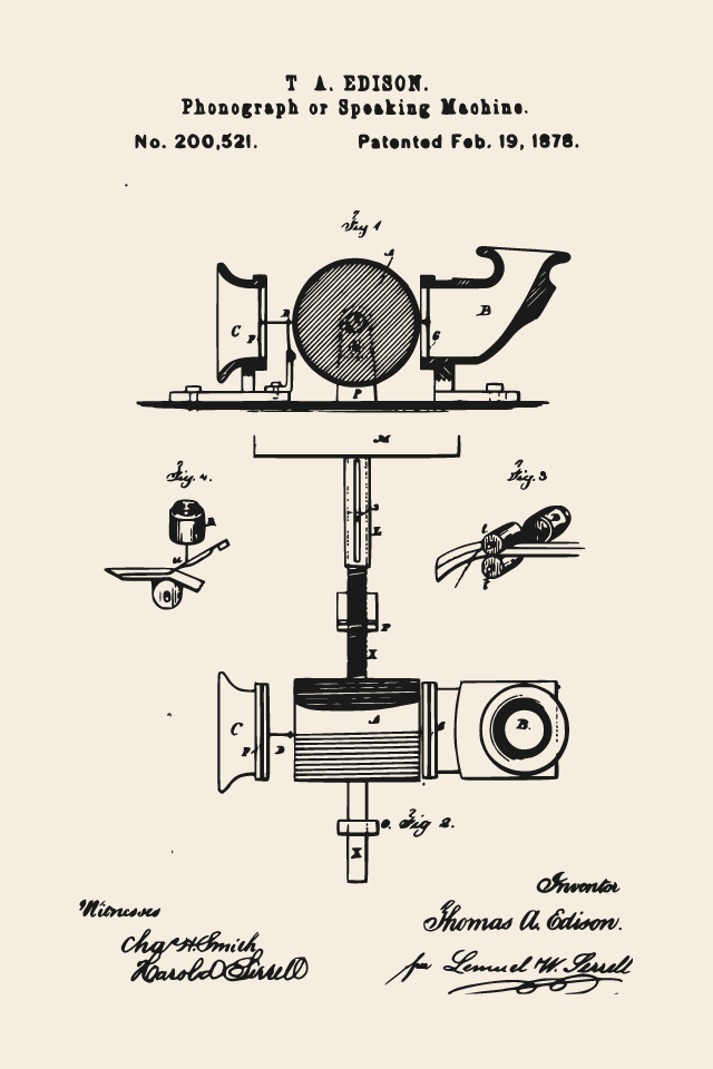 Edison phonograph patent print