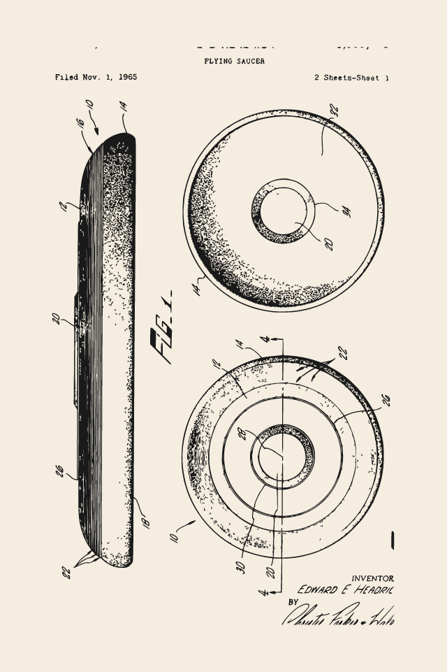 Frisbee flying disc patent print