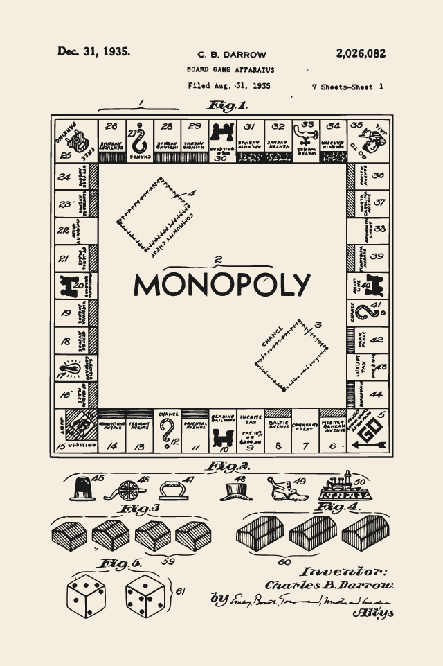 Monopoly board game patent print