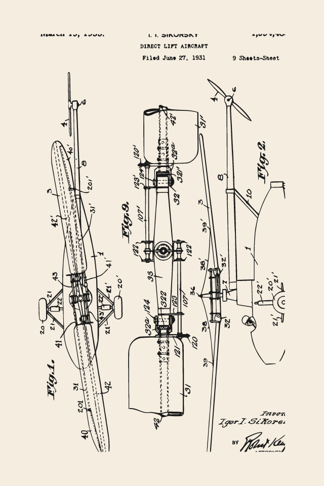 Sikorsky helicopter patent print