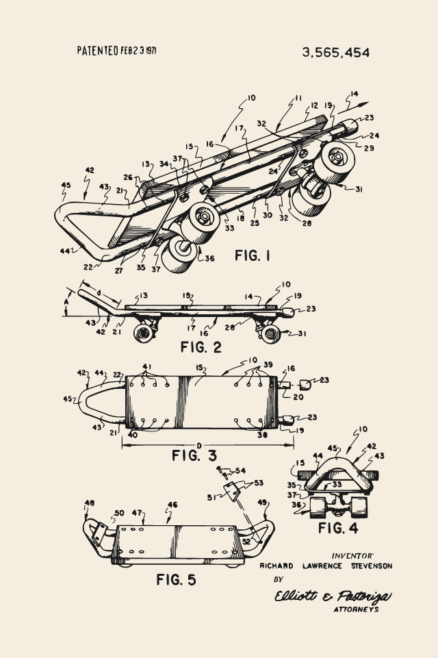 Skateboard patent print